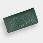 Green croc leather ladies wallet